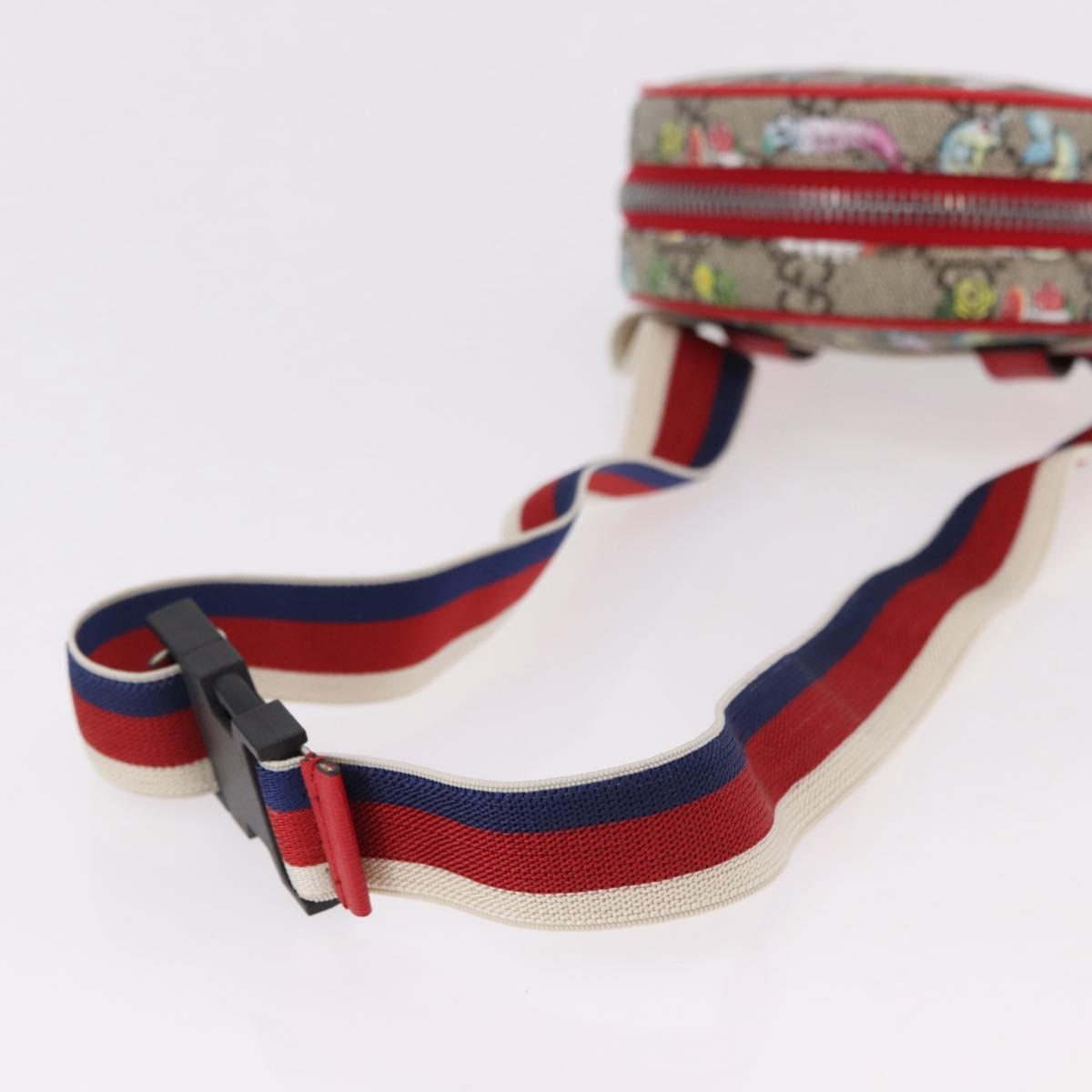 GUCCI Yuko Higuchi GG Supreme Waist Bag PVC Beige Silver 502330 Auth 191546M