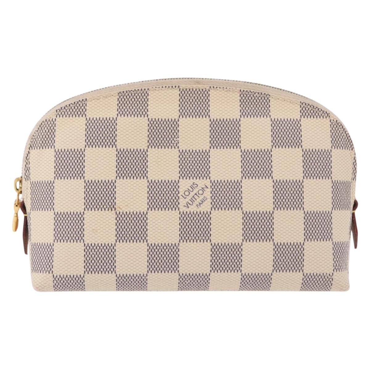 LOUIS VUITTON Damier Azur Pochette Cosmetic PM Pouch N60024 LV Auth 191553
