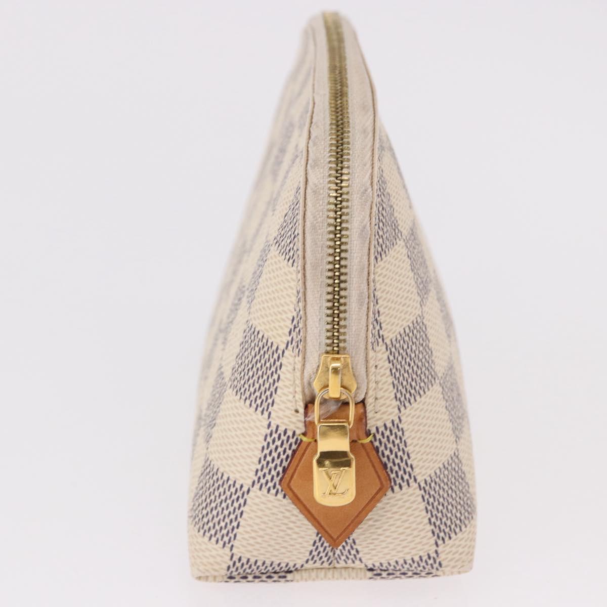 LOUIS VUITTON Damier Azur Pochette Cosmetic PM Pouch N60024 LV Auth 191553