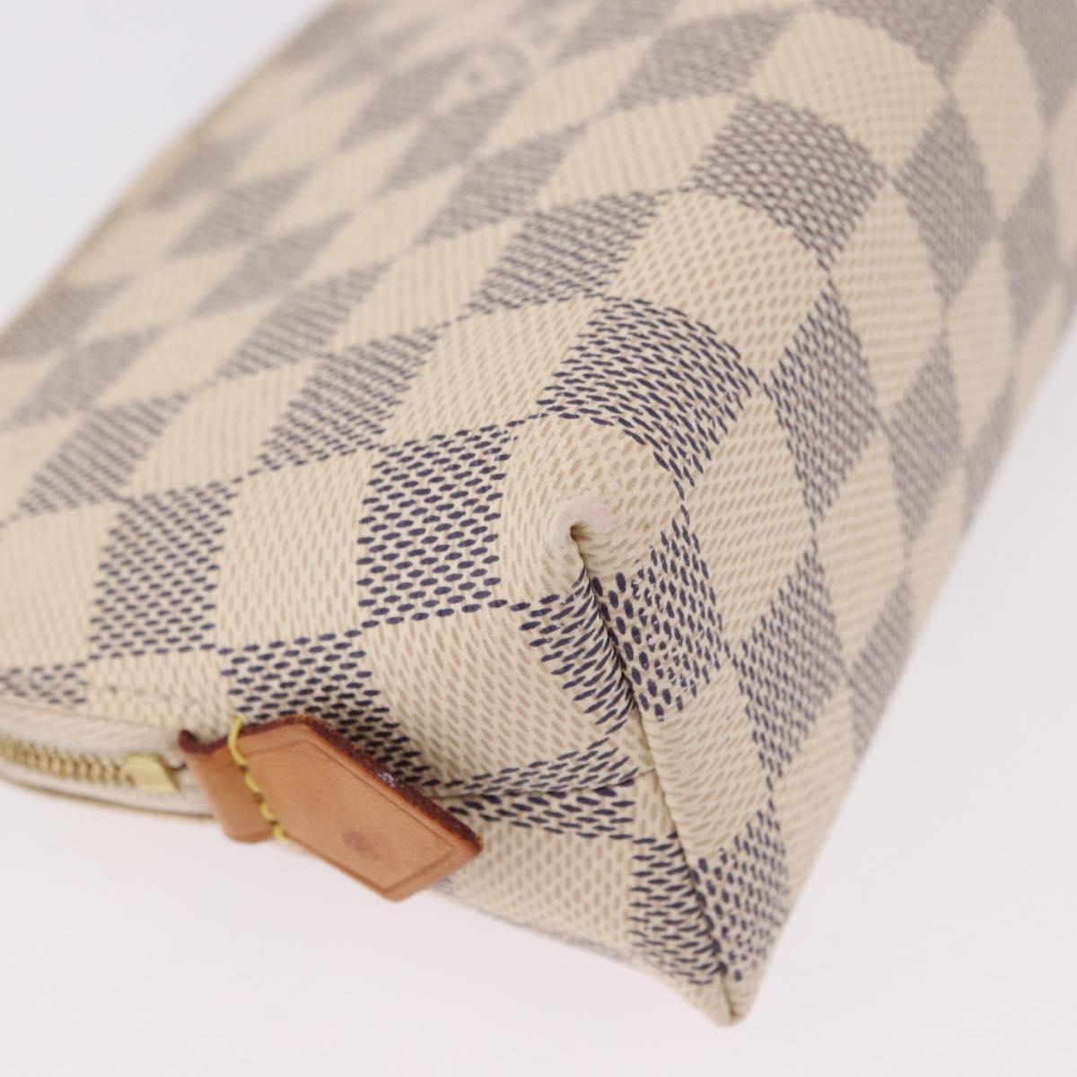 LOUIS VUITTON Damier Azur Pochette Cosmetic PM Pouch N60024 LV Auth 191553