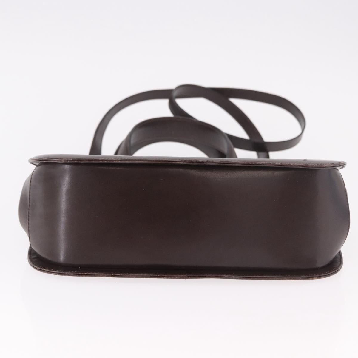 Salvatore Ferragamo Gancini Hand Bag Leather Brown Gold Auth 191557