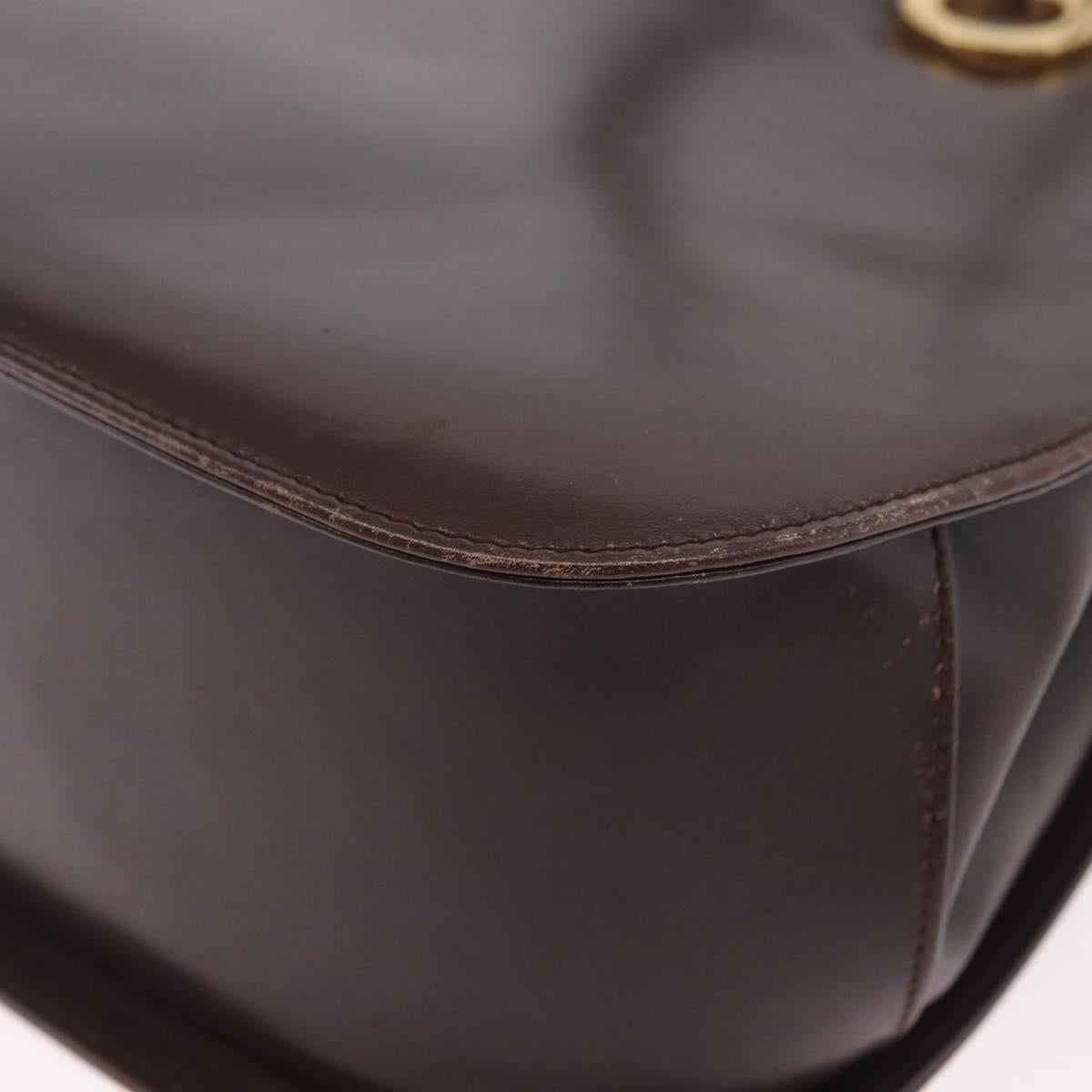 Salvatore Ferragamo Gancini Hand Bag Leather Brown Gold Auth 191557