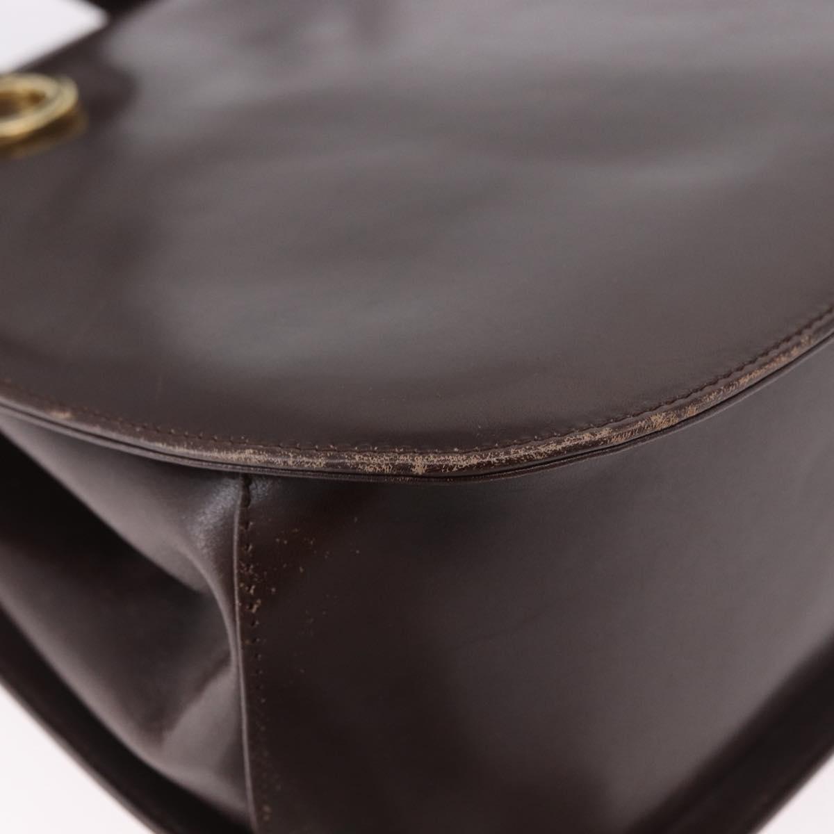 Salvatore Ferragamo Gancini Hand Bag Leather Brown Gold Auth 191557