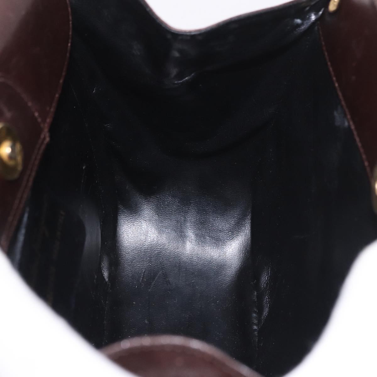 Salvatore Ferragamo Gancini Hand Bag Leather Brown Gold Auth 191557