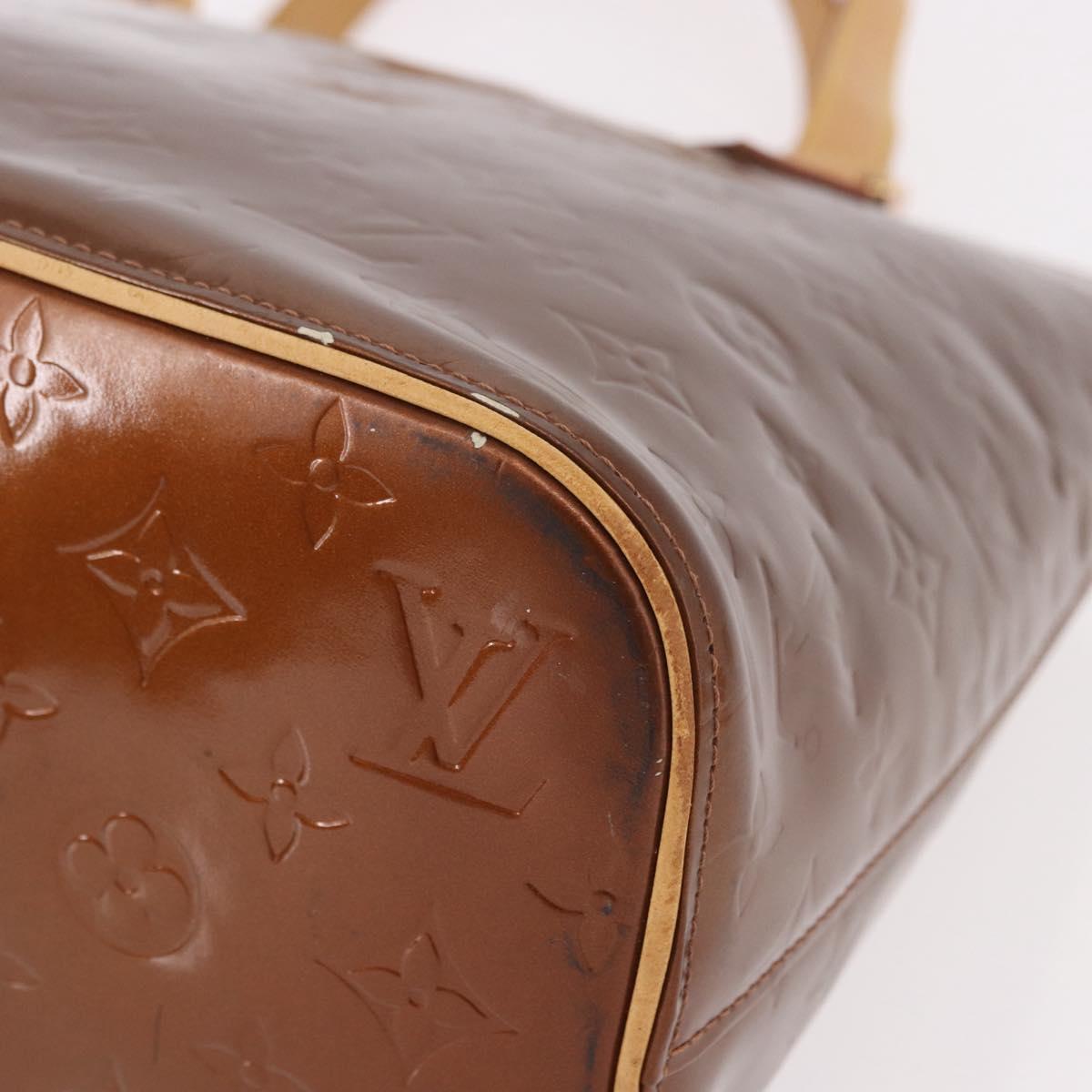 LOUIS VUITTON Monogram Vernis Houston Hand Bag Bronze M91122 LV Auth 191558