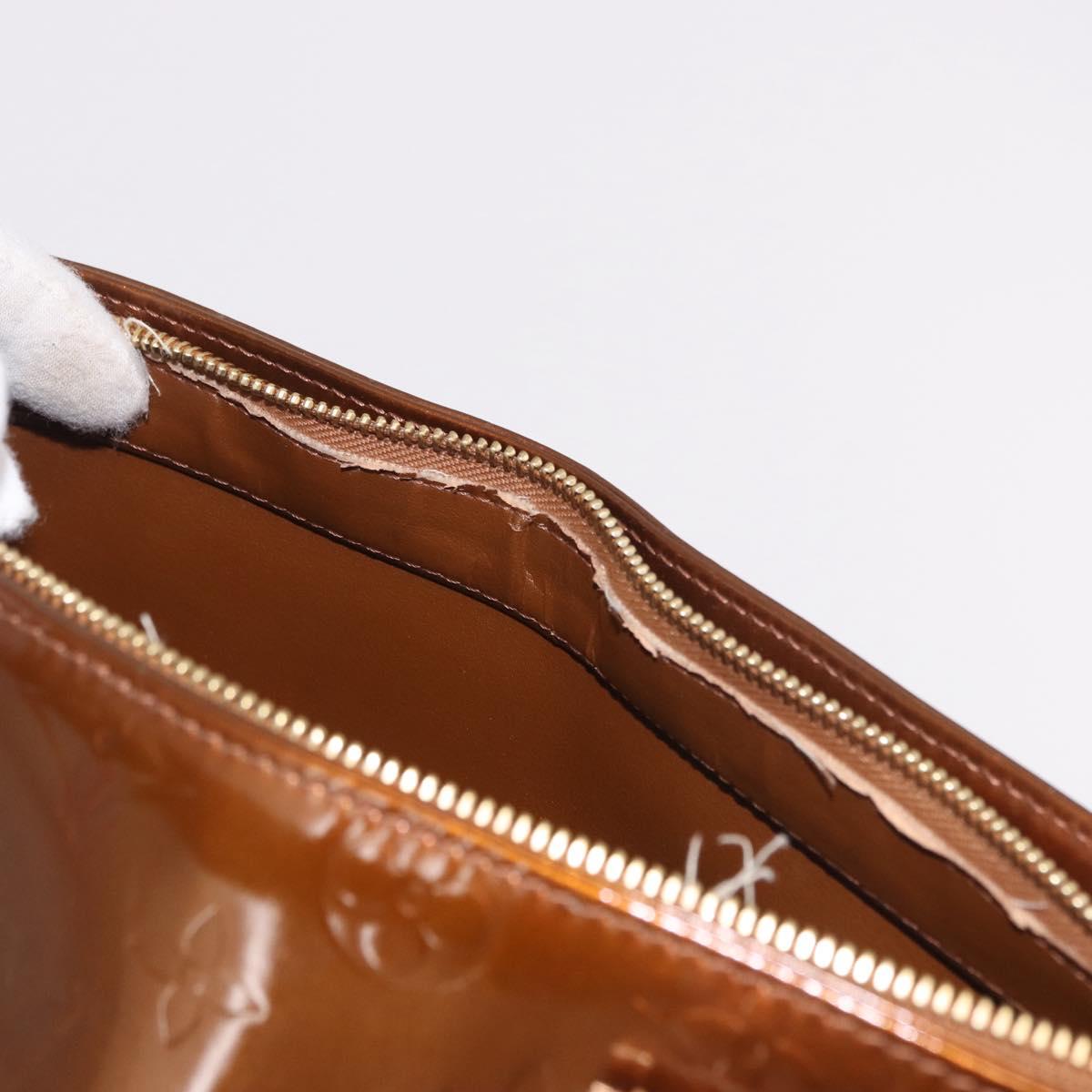 LOUIS VUITTON Monogram Vernis Houston Hand Bag Bronze M91122 LV Auth 191558