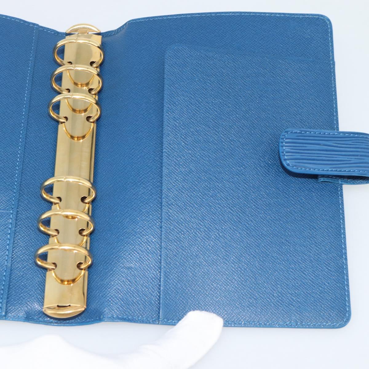 LOUIS VUITTON Epi Agenda MM Day Planner Cover Blue R20055 LV Auth 191561