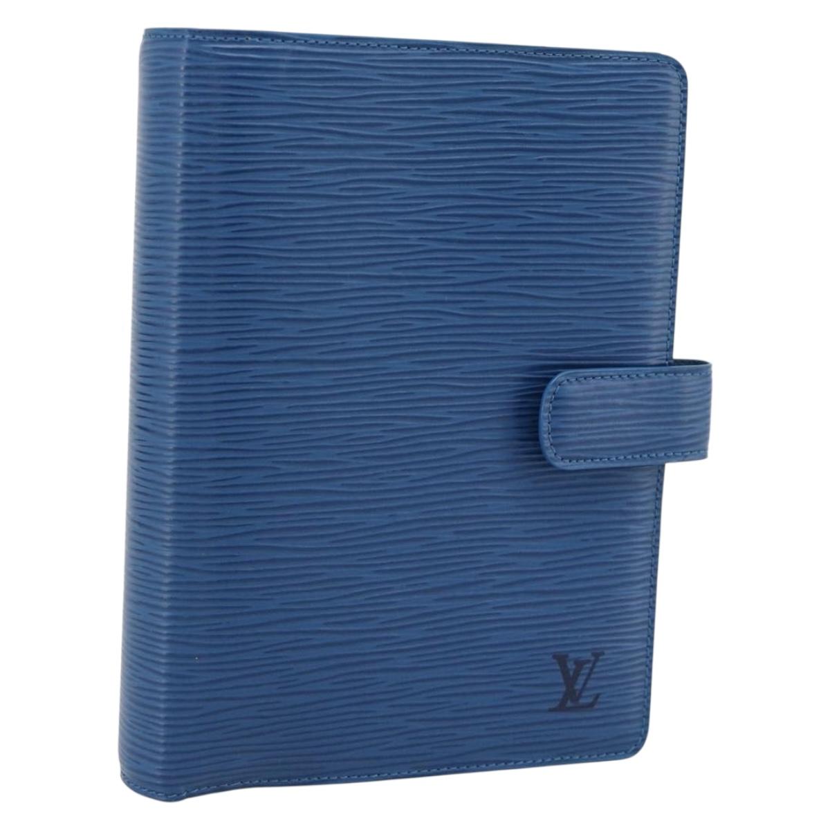 LOUIS VUITTON Epi Agenda MM Day Planner Cover Blue R20055 LV Auth 191561