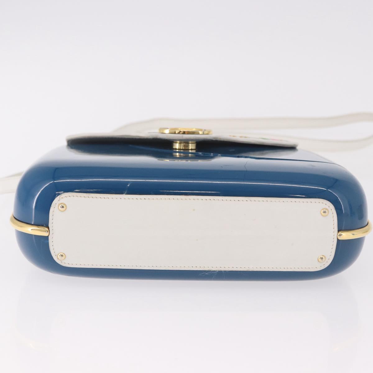 GUCCI Flora Horsebit Shoulder Bag Plastic Blue Gold Auth 191564