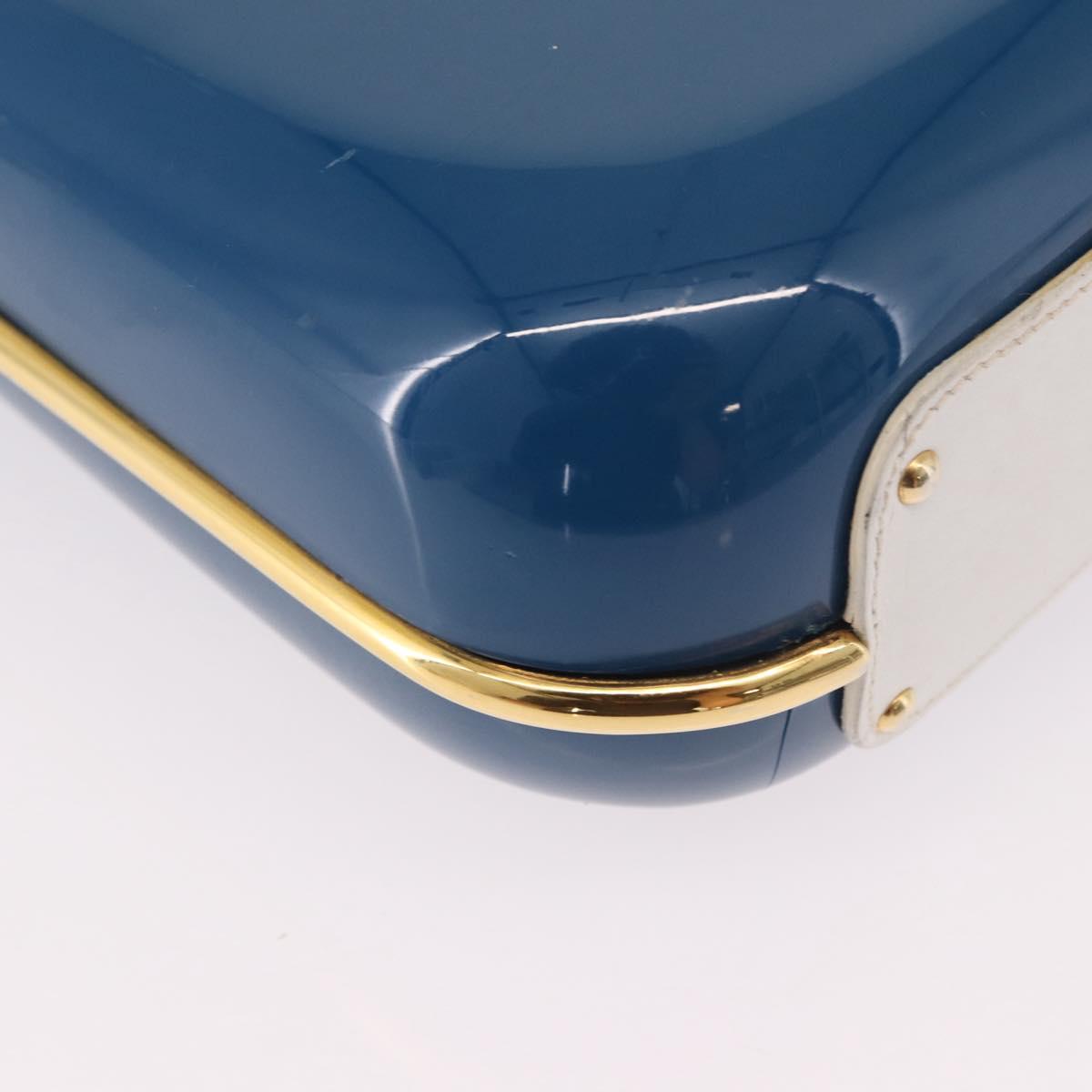GUCCI Flora Horsebit Shoulder Bag Plastic Blue Gold Auth 191564