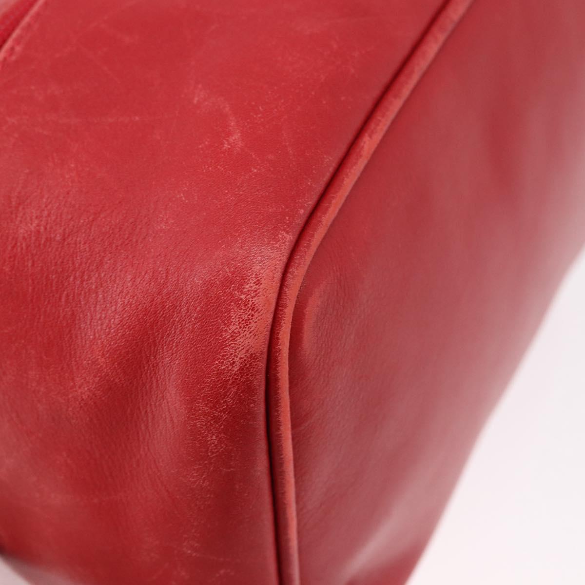 GUCCI Horsebit Vanity Cosmetic Pouch Leather Red Gold Auth 191565