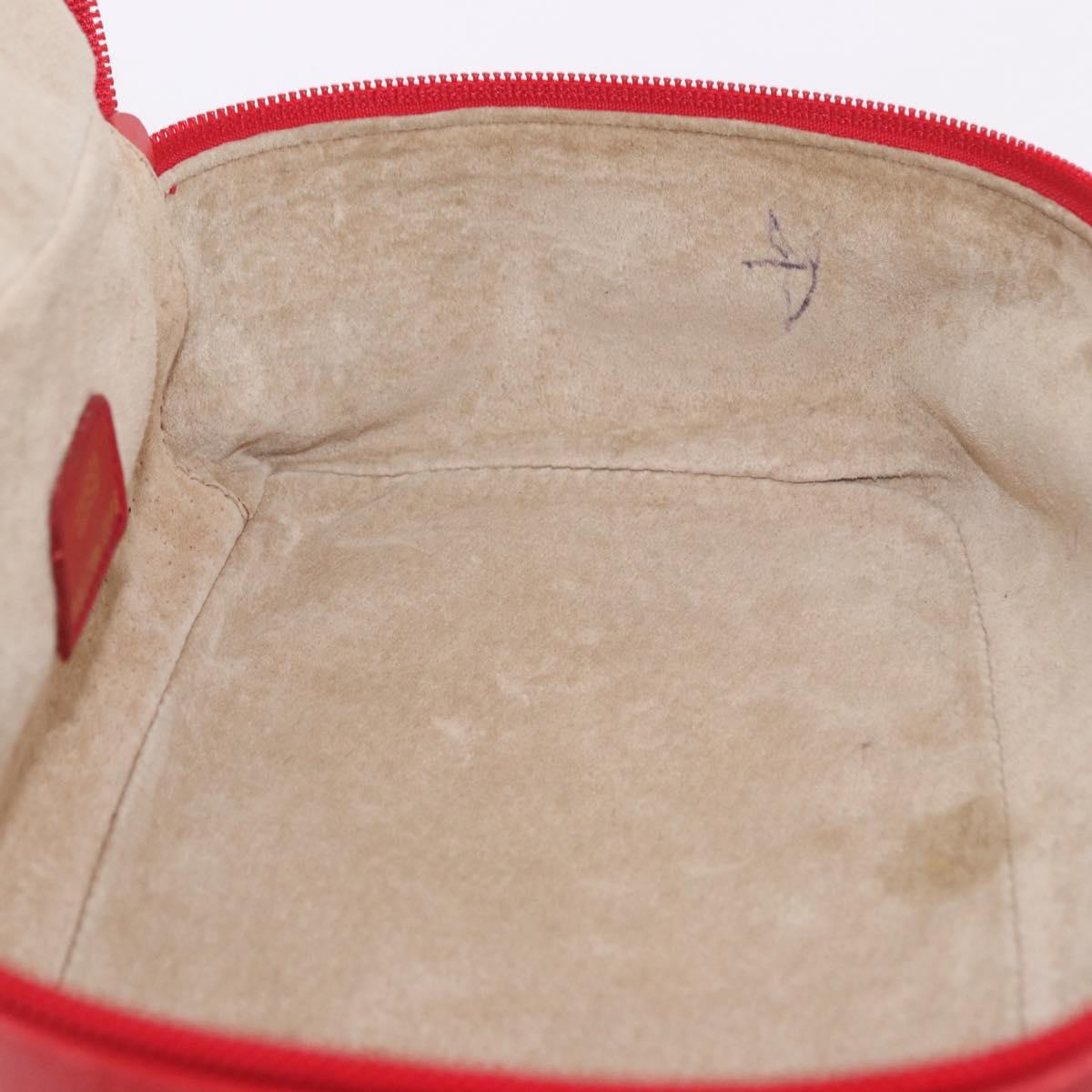 GUCCI Horsebit Vanity Cosmetic Pouch Leather Red Gold Auth 191565