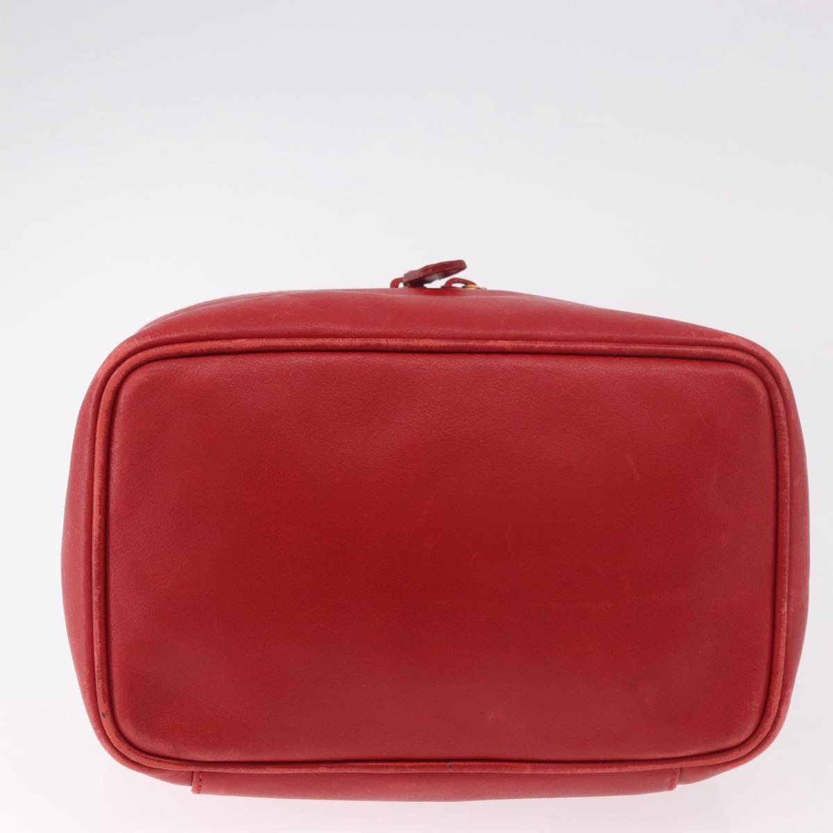 GUCCI Horsebit Vanity Cosmetic Pouch Leather Red Gold Auth 191565