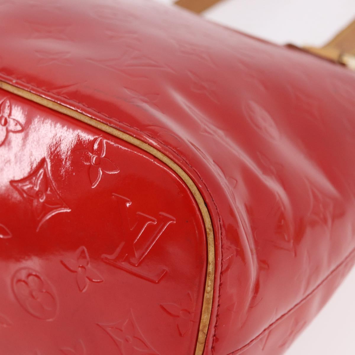 LOUIS VUITTON Monogram Vernis Houston Hand Bag Red M91092 LV Auth 191568