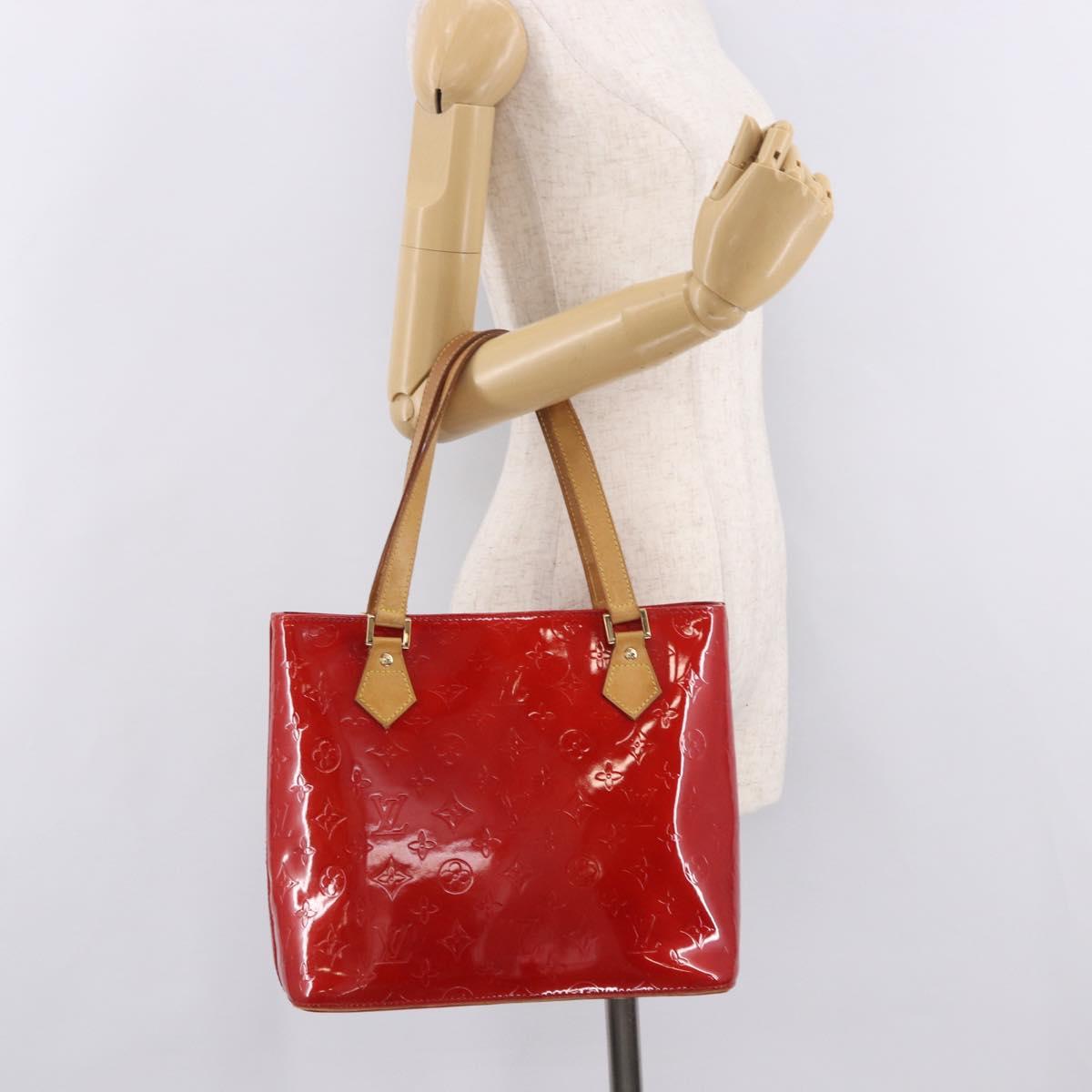 LOUIS VUITTON Monogram Vernis Houston Hand Bag Red M91092 LV Auth 191568