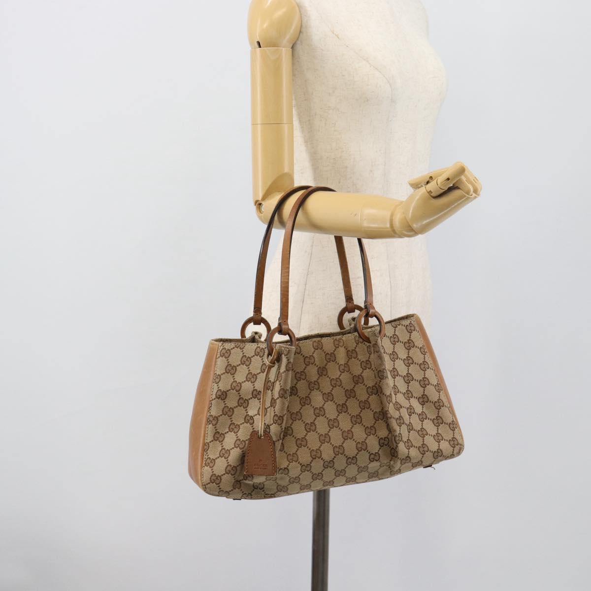 GUCCI GG Canvas Tote Bag Beige 94898 Auth 191570