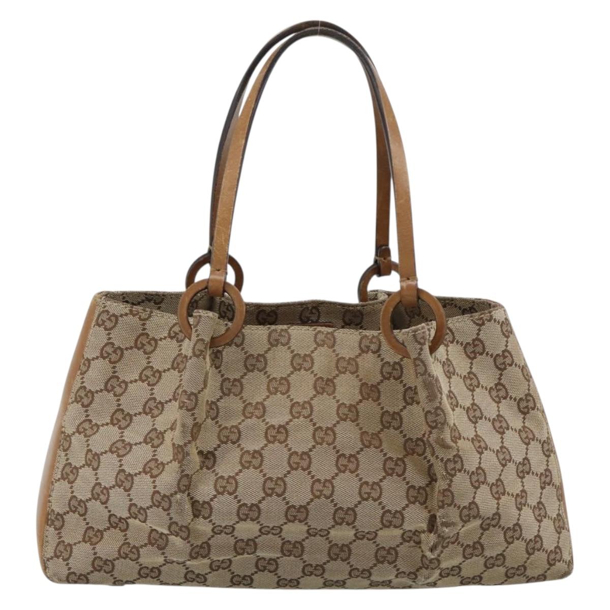 GUCCI GG Canvas Tote Bag Beige 94898 Auth 191570