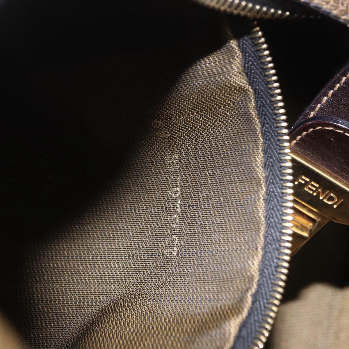 FENDI Zucca Canvas Vanity Hand Bag Brown Gold Auth 191576