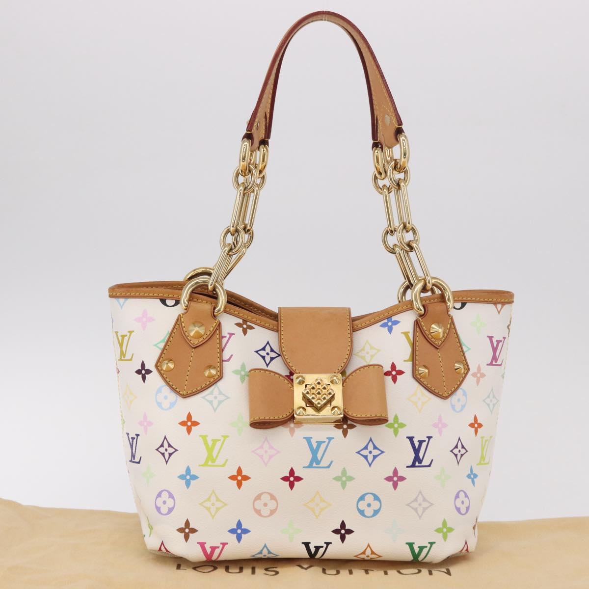 LOUIS VUITTON Monogram Multicolor Annie MM Tote Bag White M40307 LV Auth 191595V