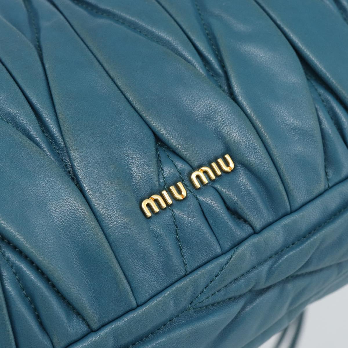 Miu Miu Matelasse Chain Shoulder Bag Leather Blue Gold Auth 191596A