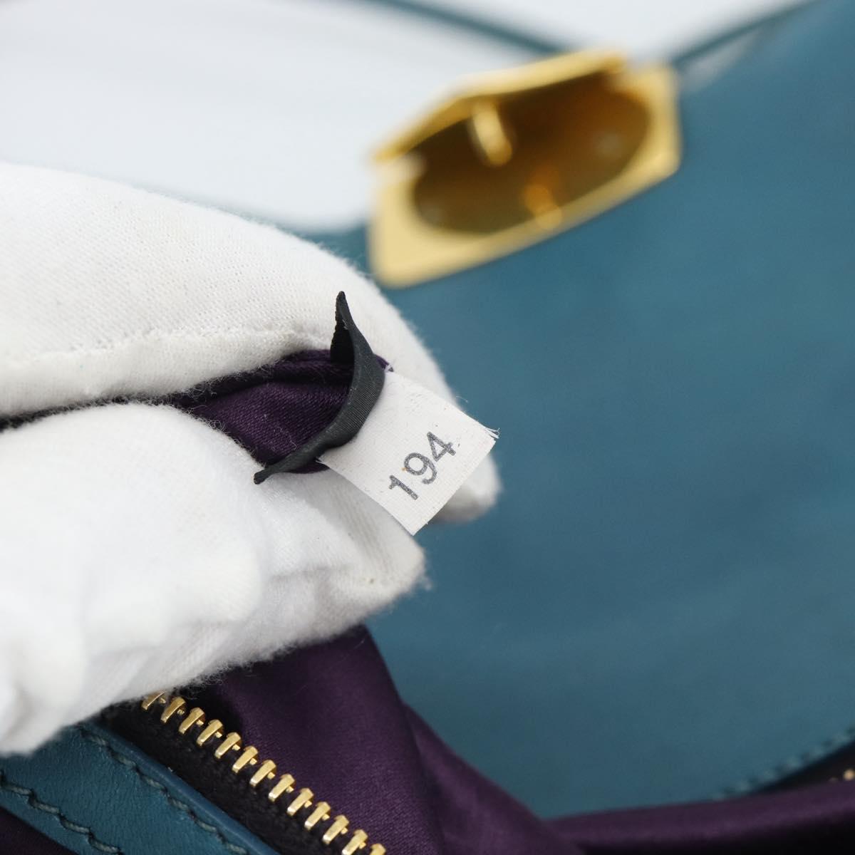 Miu Miu Matelasse Chain Shoulder Bag Leather Blue Gold Auth 191596A