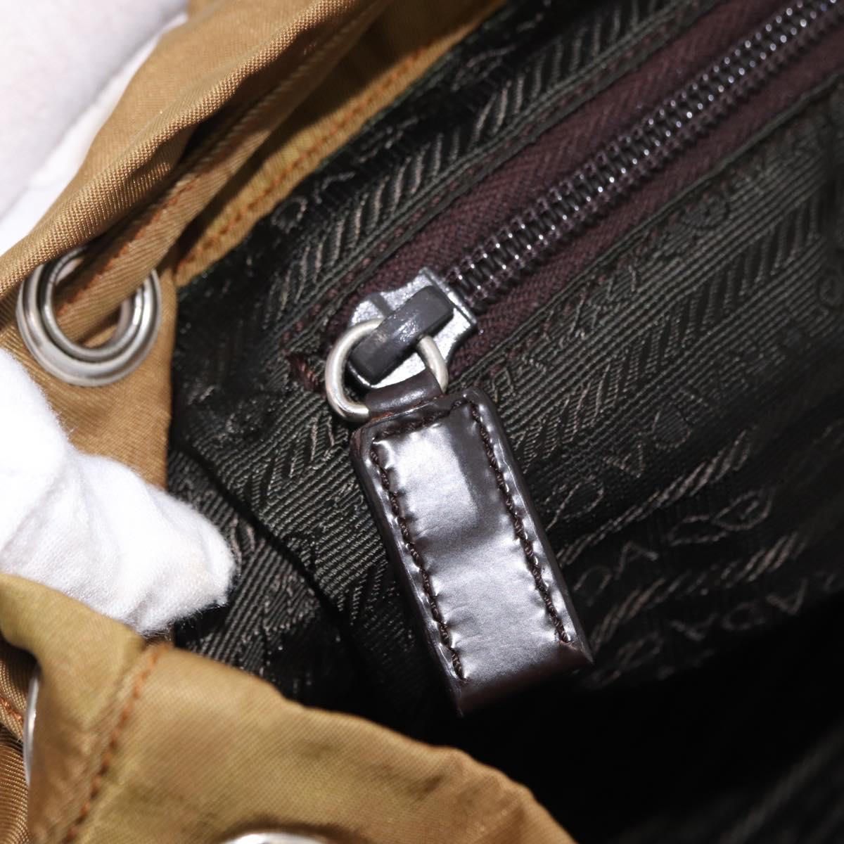 PRADA Backpack Nylon Brown Silver Auth 191597