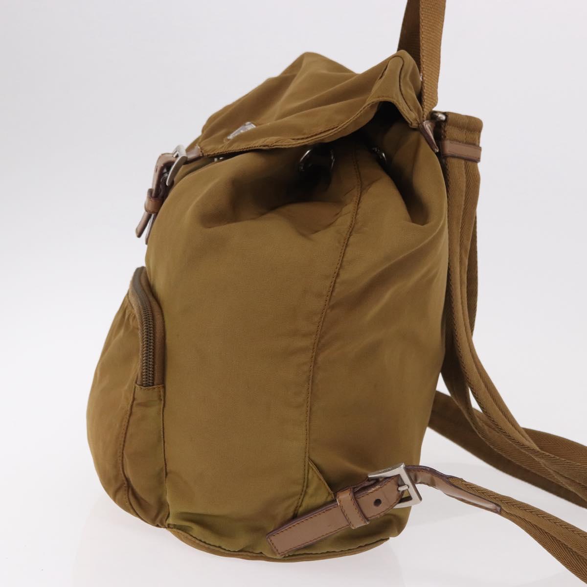 PRADA Backpack Nylon Brown Silver Auth 191597