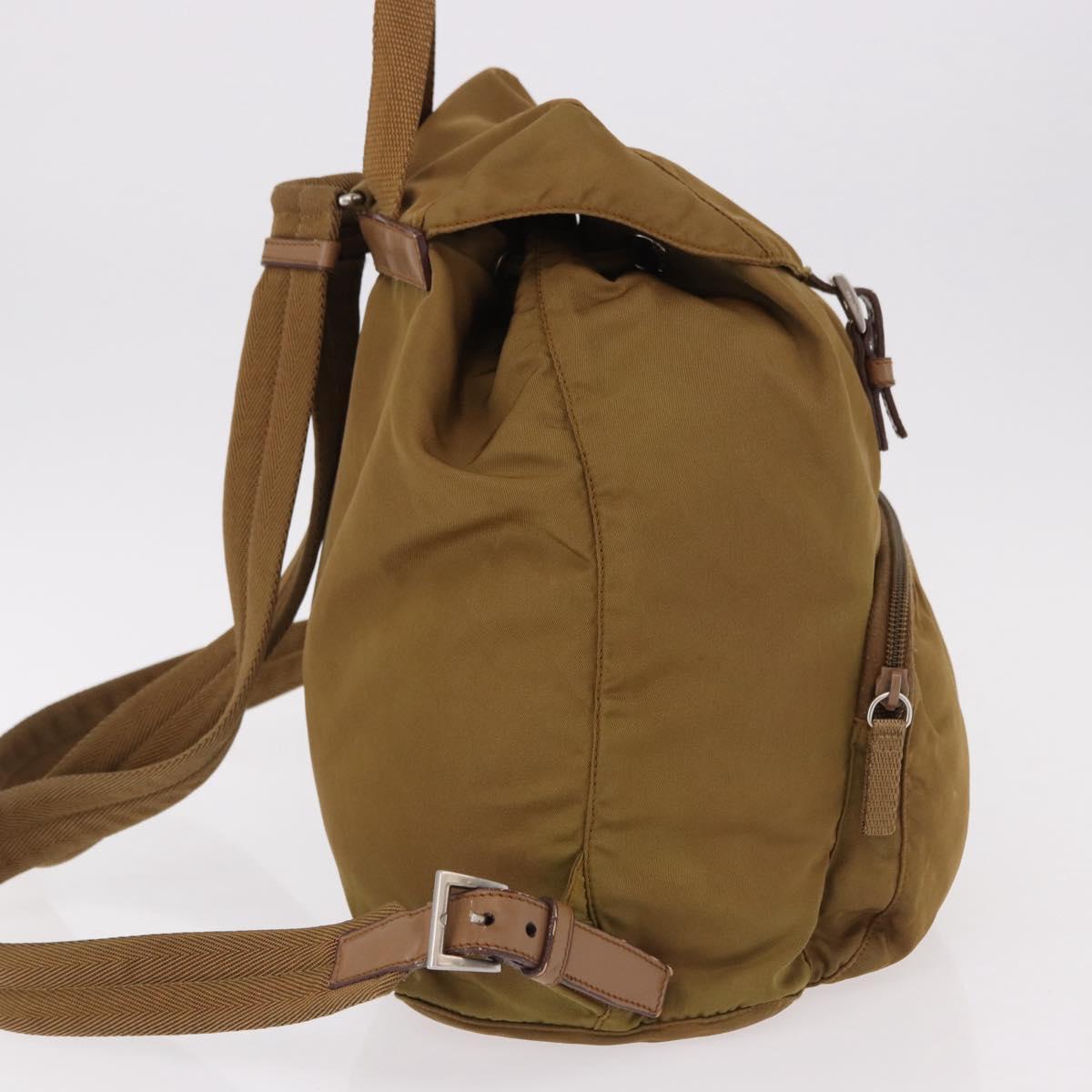 PRADA Backpack Nylon Brown Silver Auth 191597