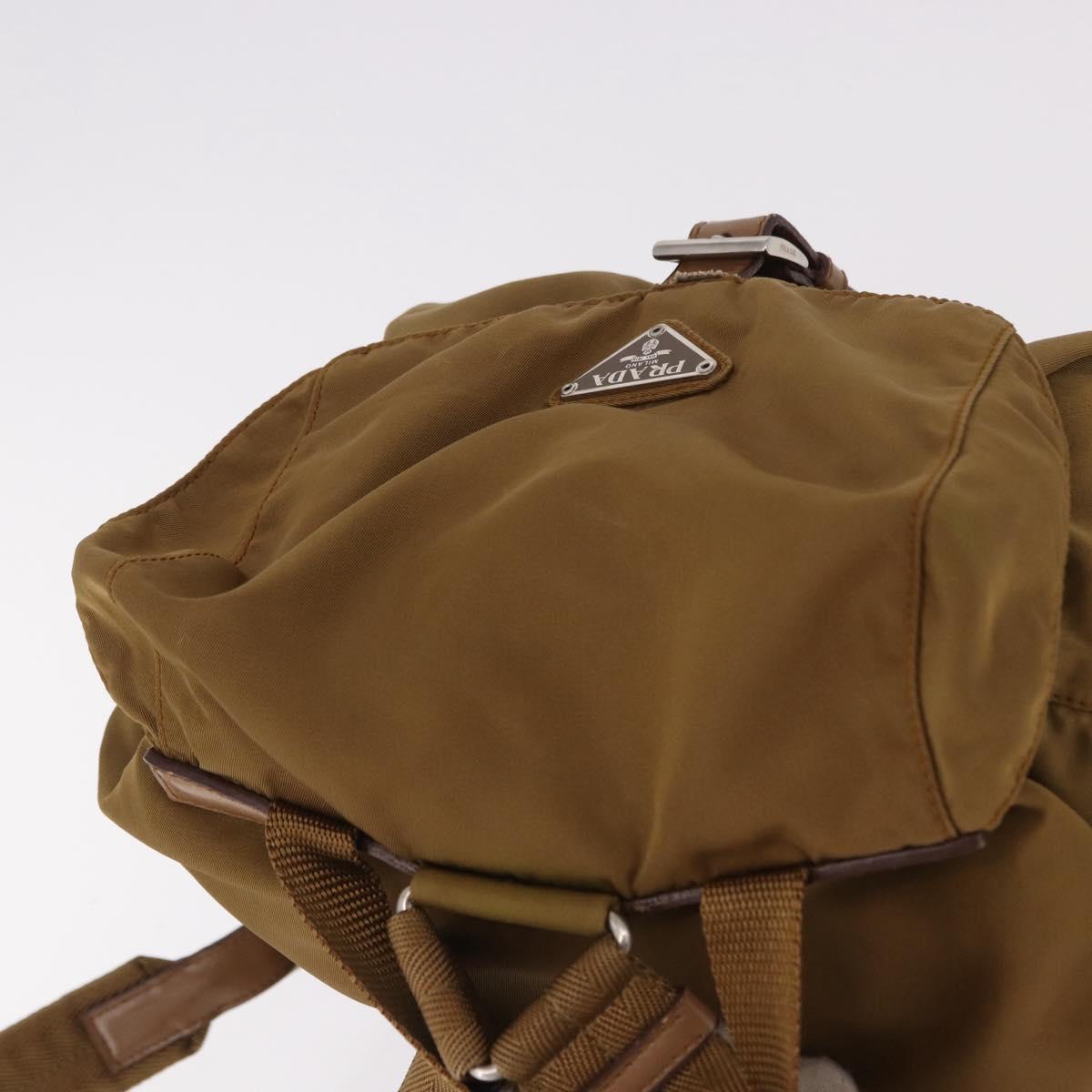 PRADA Backpack Nylon Brown Silver Auth 191597