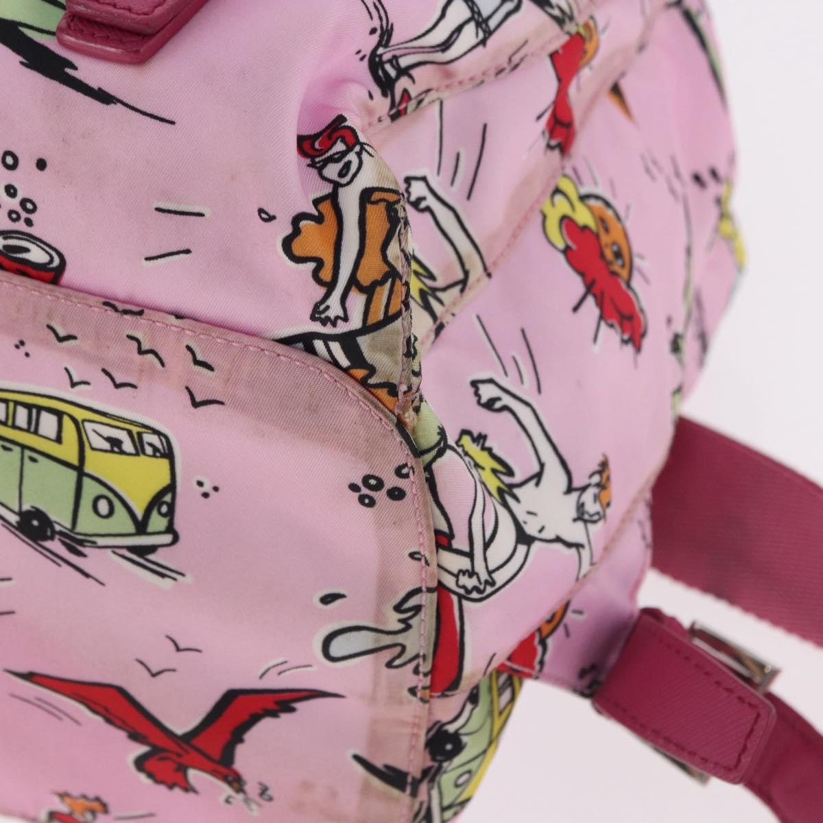PRADA Backpack Nylon Pink Silver Auth 191598A