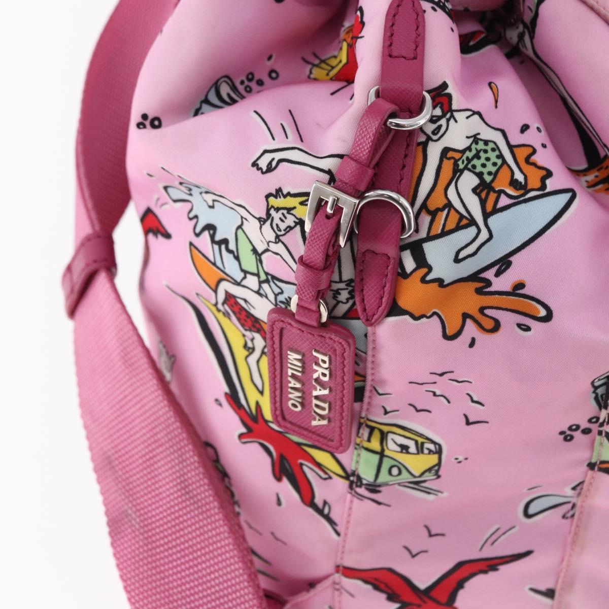PRADA Backpack Nylon Pink Silver Auth 191598A