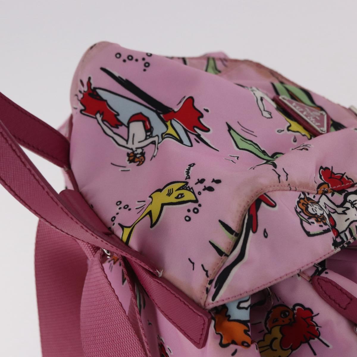 PRADA Backpack Nylon Pink Silver Auth 191598A