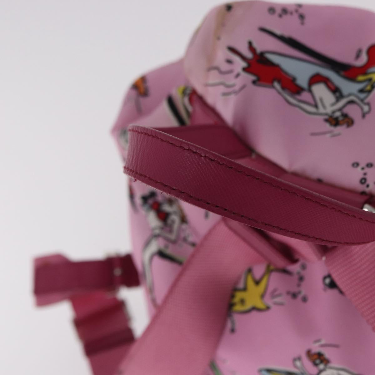 PRADA Backpack Nylon Pink Silver Auth 191598A