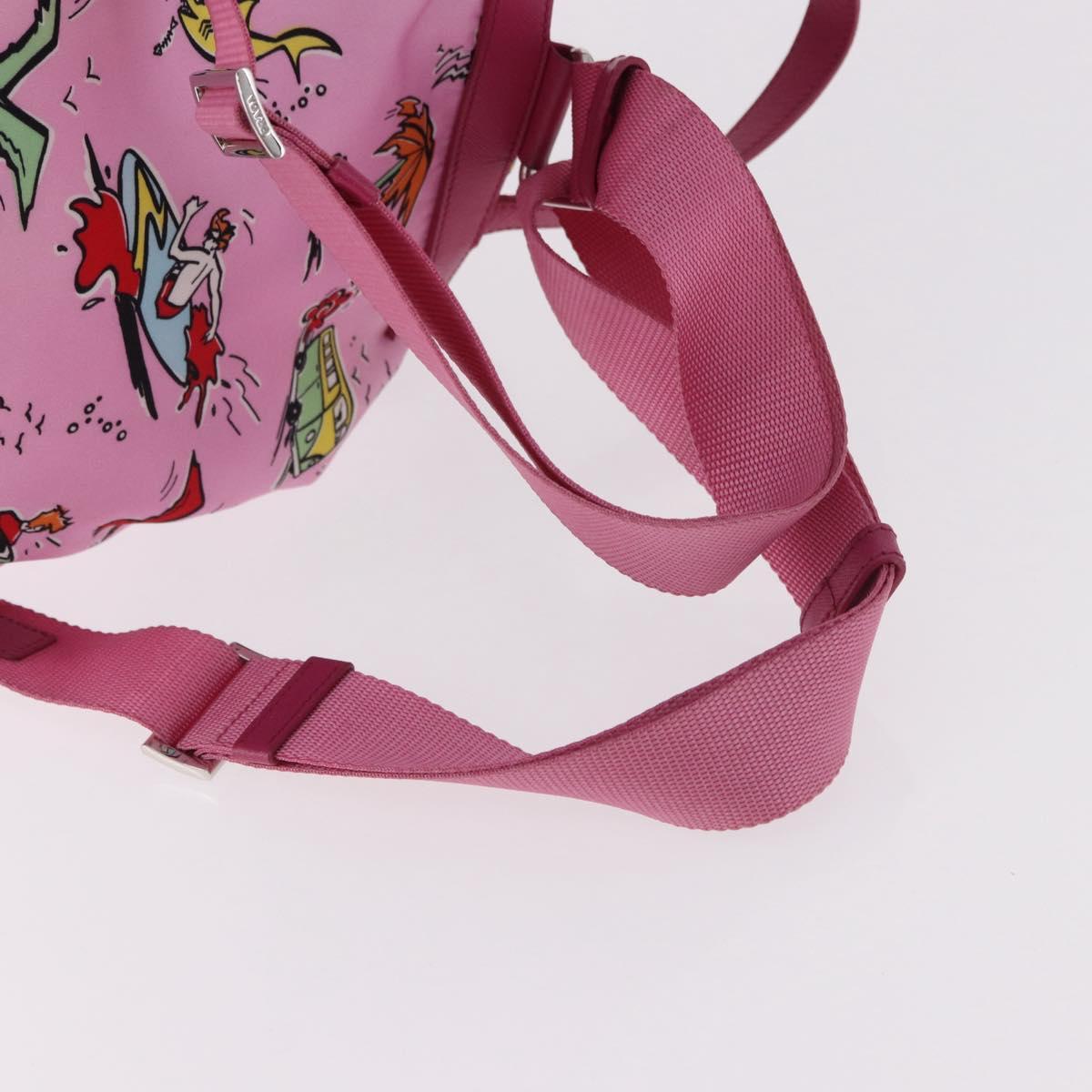 PRADA Backpack Nylon Pink Silver Auth 191598A