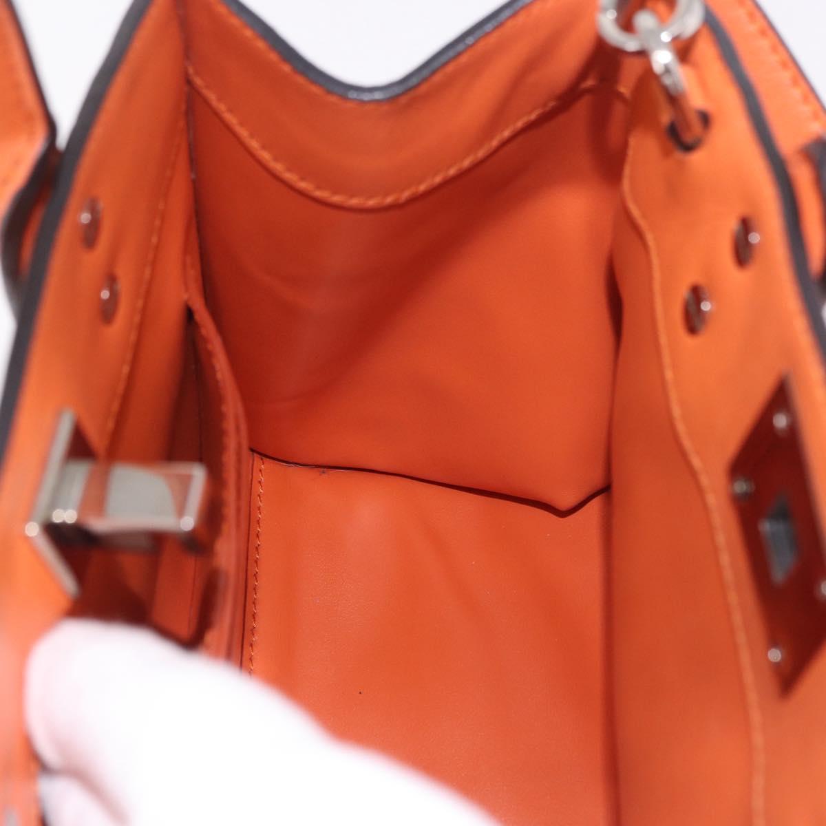 Salvatore Ferragamo Gancini Hand Bag Leather 2way Orange Silver Auth 191599A