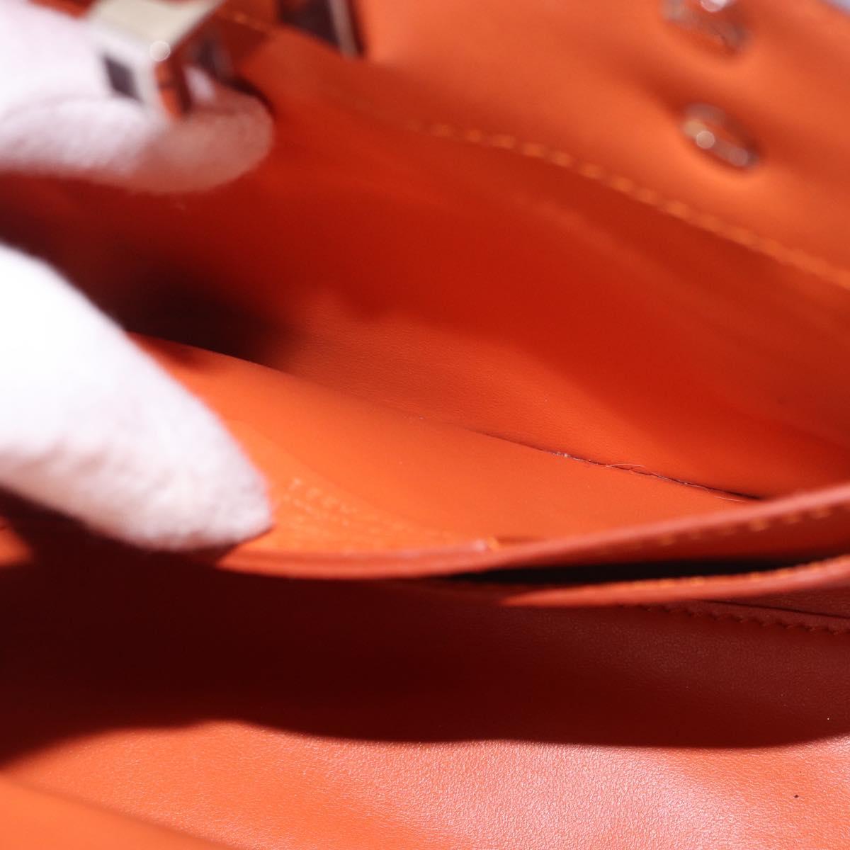 Salvatore Ferragamo Gancini Hand Bag Leather 2way Orange Silver Auth 191599A