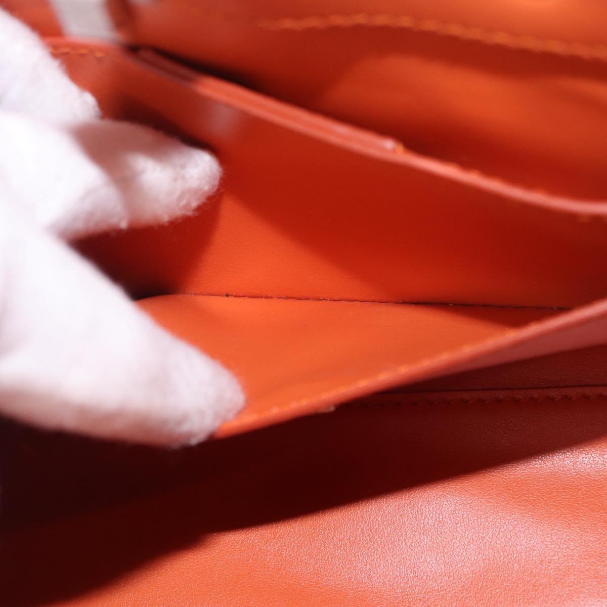 Salvatore Ferragamo Gancini Hand Bag Leather 2way Orange Silver Auth 191599A
