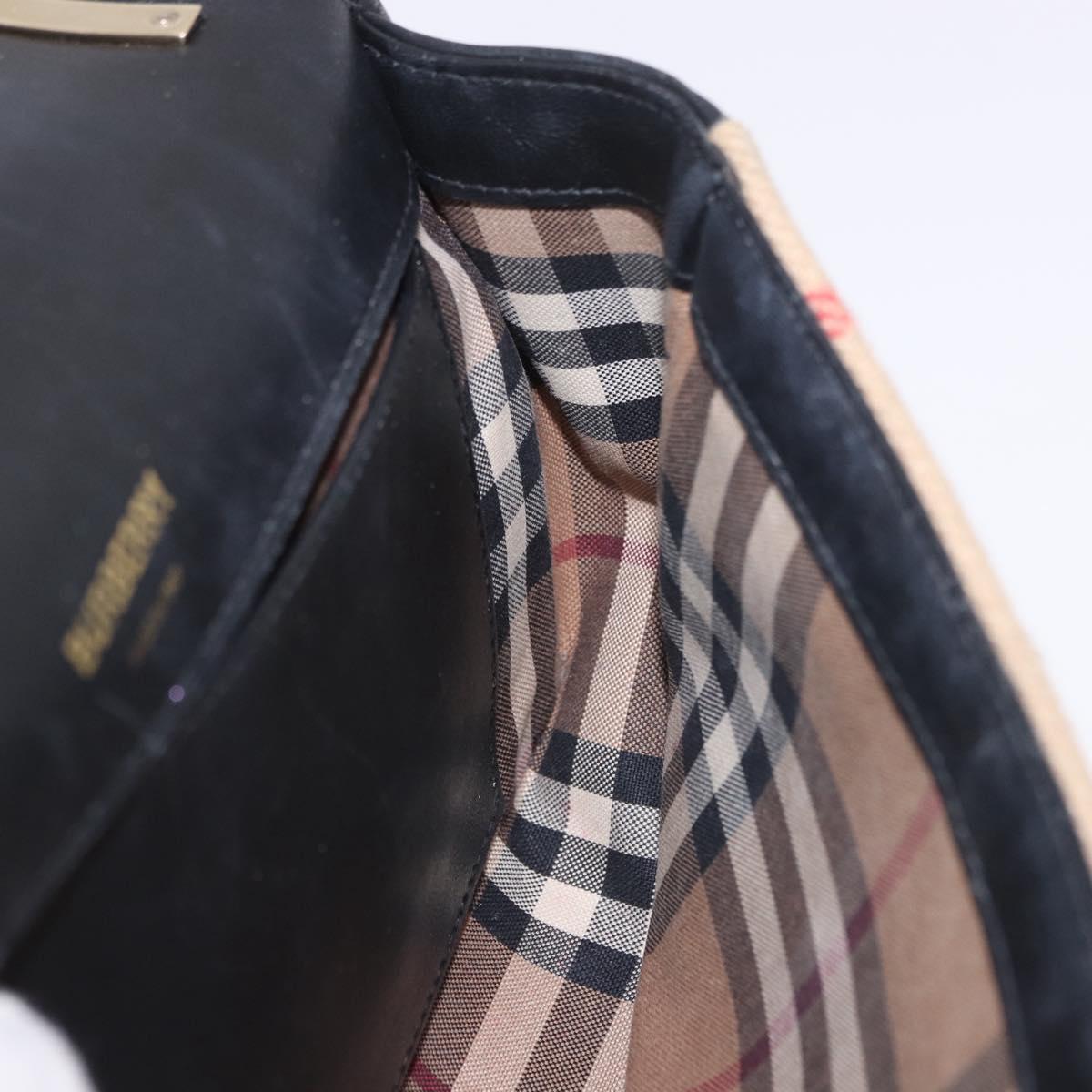 BURBERRY Nova Check Chain Shoulder Bag Cotton Beige Gold Auth 191600A