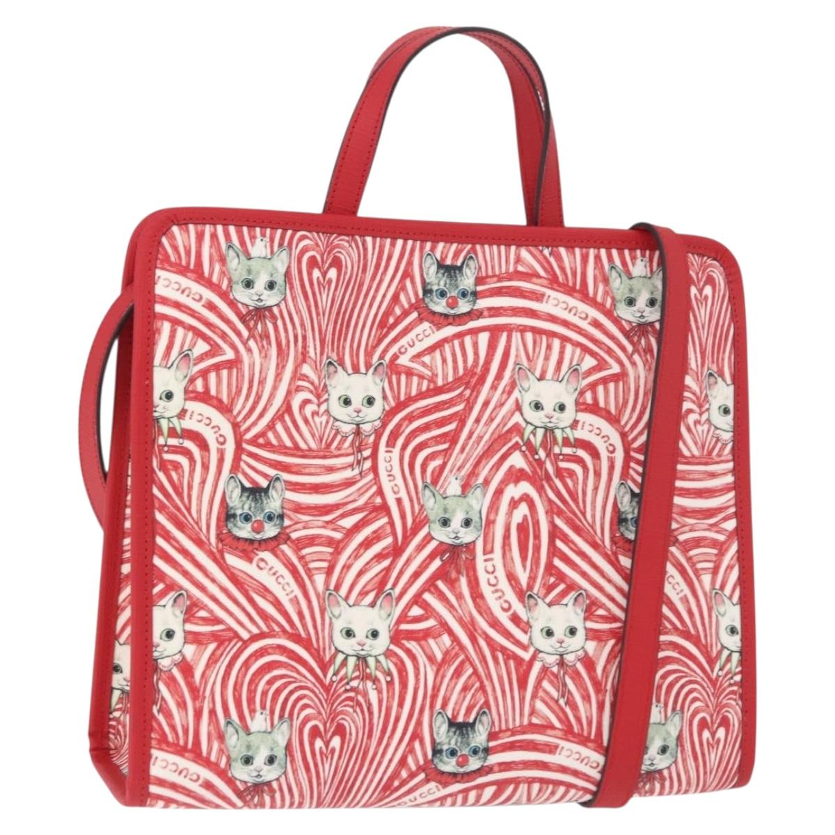 GUCCI Yuko Higuchi Hand Bag PVC 2way Red 630542 Auth 191602SM