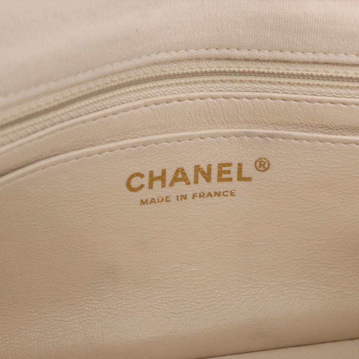 CHANEL Mini Matelasse 20 Chain Shoulder Bag Leather Ivory Gold CC Auth 191613SM