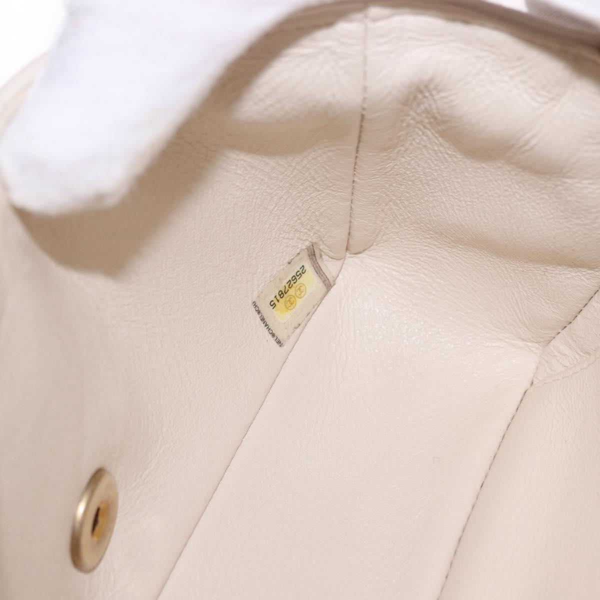CHANEL Mini Matelasse 20 Chain Shoulder Bag Leather Ivory Gold CC Auth 191613SM