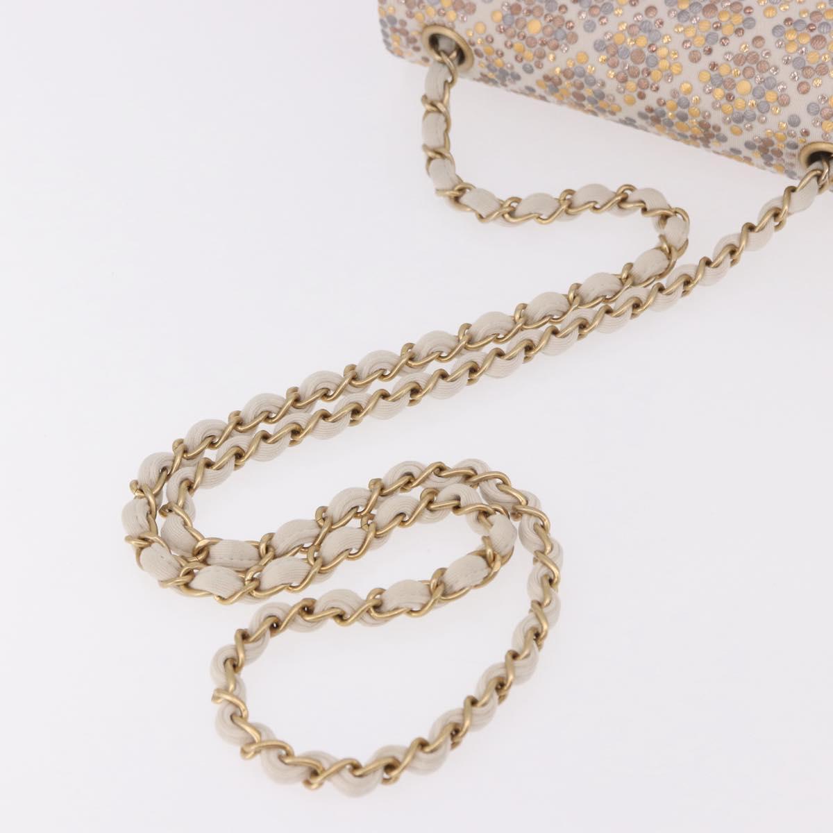 CHANEL Mini Matelasse 20 Chain Shoulder Bag Leather Ivory Gold CC Auth 191613SM