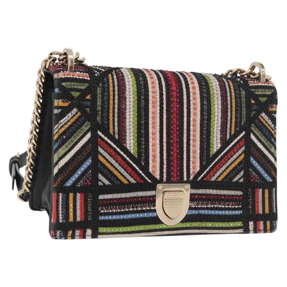 Christian Dior Chain Shoulder Bag Beads Multicolor Gold Auth 191618M