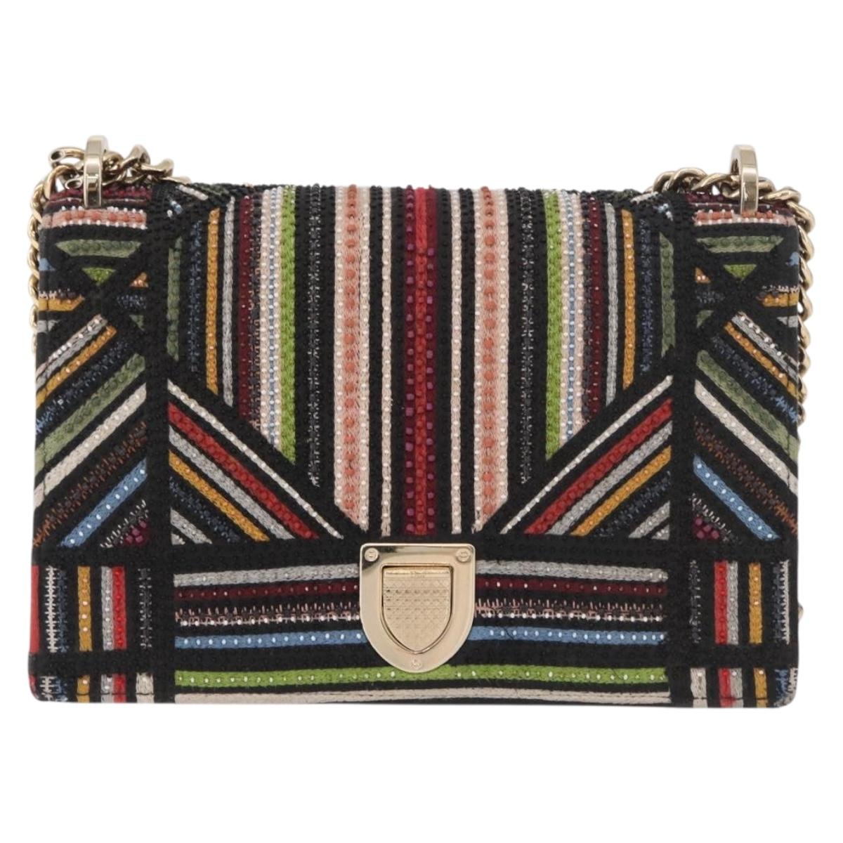 Christian Dior Chain Shoulder Bag Beads Multicolor Gold Auth 191618M