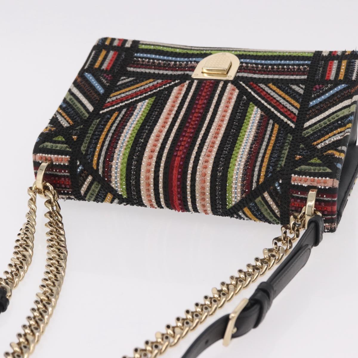 Christian Dior Chain Shoulder Bag Beads Multicolor Gold Auth 191618M
