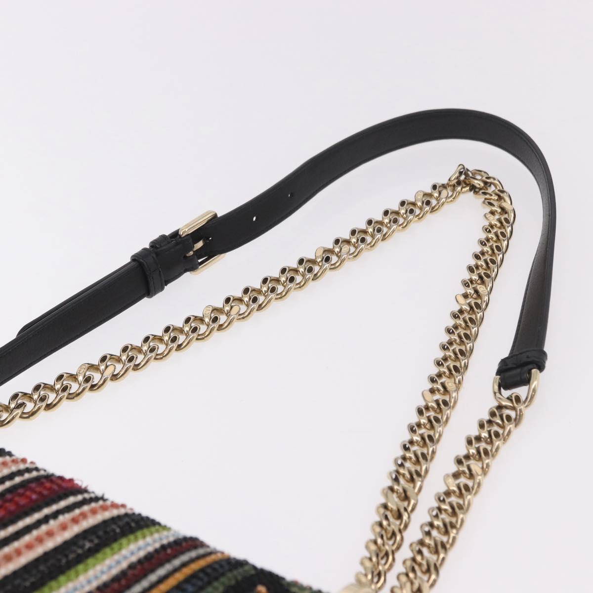 Christian Dior Chain Shoulder Bag Beads Multicolor Gold Auth 191618M