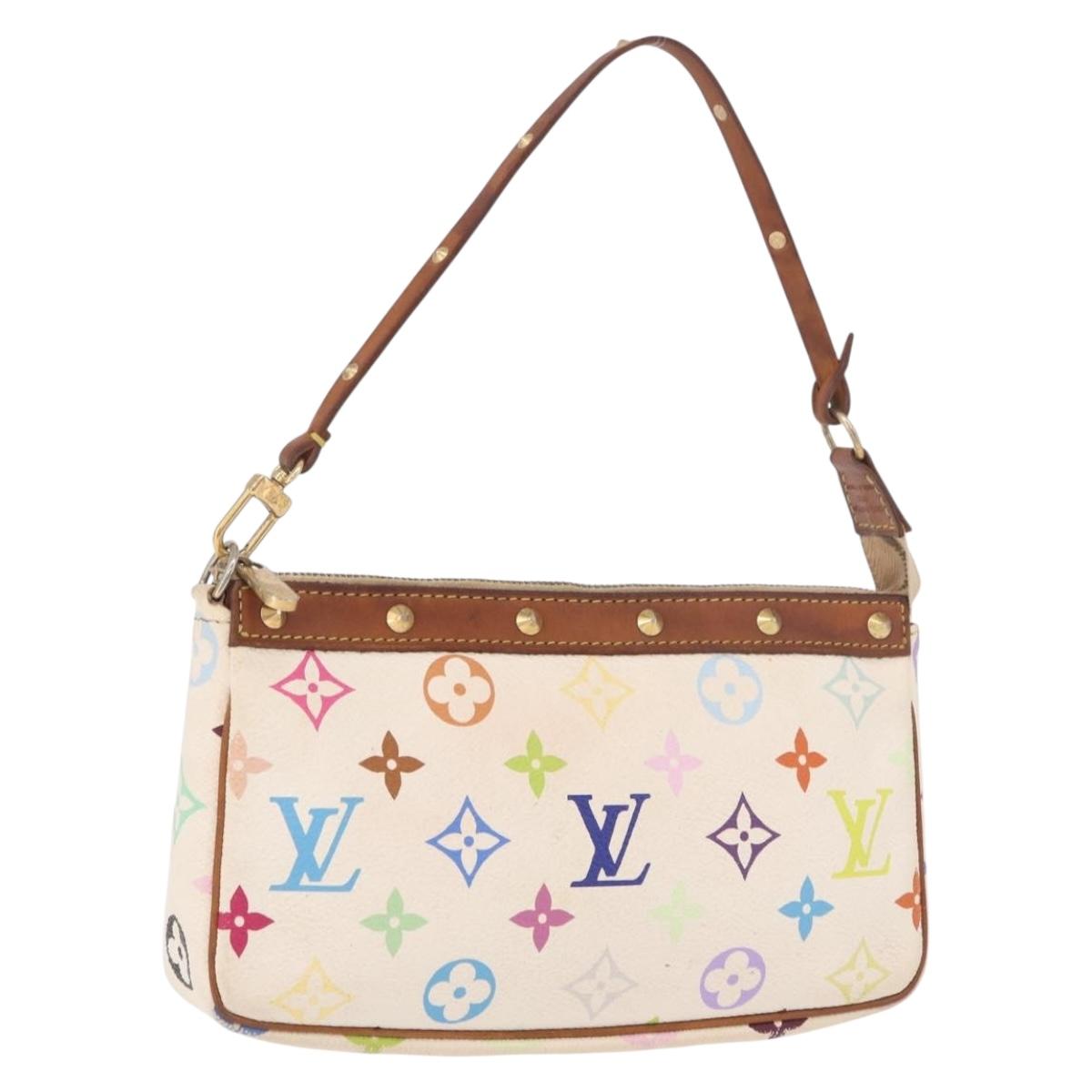 LOUIS VUITTON Monogram Multicolor Pochette Accessoires White M92649 Auth 191620