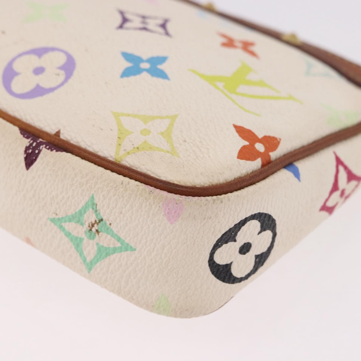 LOUIS VUITTON Monogram Multicolor Pochette Accessoires White M92649 Auth 191620