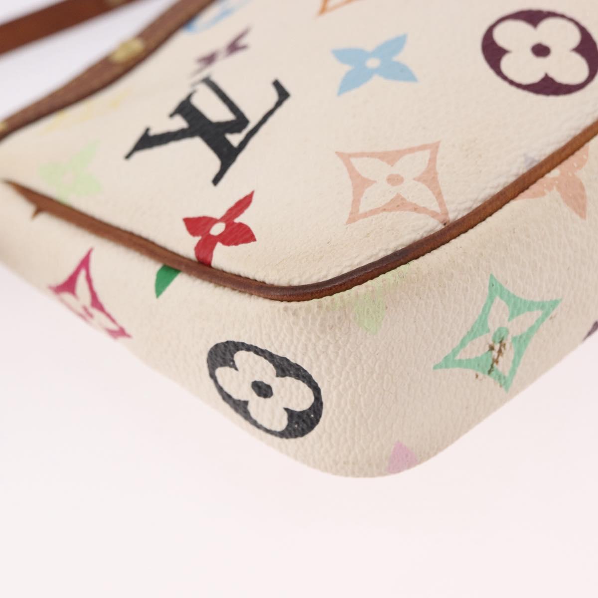 LOUIS VUITTON Monogram Multicolor Pochette Accessoires White M92649 Auth 191620