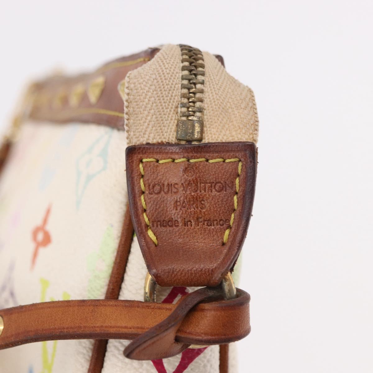 LOUIS VUITTON Monogram Multicolor Pochette Accessoires White M92649 Auth 191620